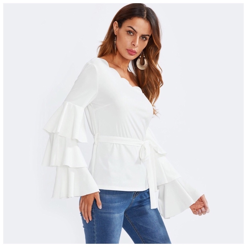 Scalloped One Shoulder Top - Picture 4 of 4